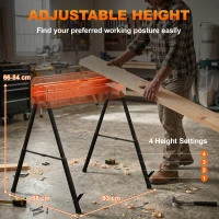 HOMCOM Saw Horses Twin Pack, Folding Work Bench Sawhorses with Height Adjustable Legs, 2x4 Bracket, Orange(m-5)
