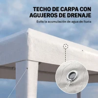 Outsunny Carpa de Jardín 6x3m con 4 Paredes Laterales 2 Ventanas Visibles Cenador Gazebo de Exterior para Fiestas Eventos Blanco(m-6)