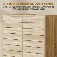 HOMCOM Mueble Bajo Lavabo con Estante Ajustable Puertas de Listones y Apertura por Presión para Lavabo con Pedestal o Pared(m-5)