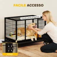 PawHut Gabbia Box per Cani Cuccioli da Interno Esterno con Rotelle 92×62×75cm(m-5)