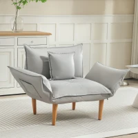 HOMCOM 2-in-1 Verstellbarer Loungesessel, Bodensessel mit Kissen, Polstersessel, für Wohnzimmer, Schlafzimmer, Hellgrau(m-10)