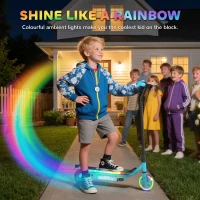 AIYAPLAY Electric Scooter for Kids Aged 6-14 Years, with Colourful Lights, Blue(m-4)