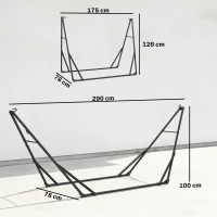 Outsunny Soporte para Hamaca Plegable Largo 290 cm Longitud Ajustable Material Acero con Bolsa de Transporte Carga 120 kg Negro(m-3)