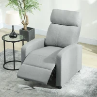 HOMCOM Relaxsessel, verstellbar 135°, ausziehbare Fußstütze, gepolsterte Lehnen, Leinen-Polyester, Hellgrau(m-10)