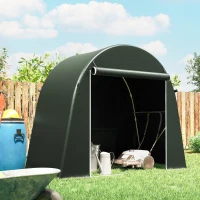 Outsunny 8 x 4 ft Garden Storage Tent, Waterproof Bike Tent with Roll-up Zipper Door and Galvanised Metal Frame, Green(m-10)