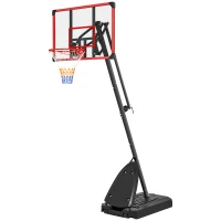 SPORTNOW 2.4-2.9m Adjustable Basketball Hoop and Stand with Weighted Base, Portable on Wheels, Red(m-11)