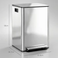 HOMCOM 40L Dual Compartment Stainless Steel Bin, with Deodoriser Holders - Silver Tone(m-3)