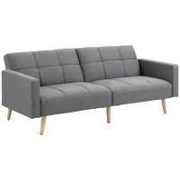 HOMCOM 2 in 1 Schlafsofa 205 x 88 cm Sofa mit Bettfunktion, Couch mit Sitzkissen, Leinenoptik Grau(m-11)