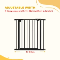 PawHut Metal 74-80cm Wide Adjustable Dog Gate Black(m-4)