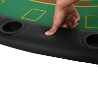 HOMCOM Poker Table, 7-Player Folding Blackjack Table with Chip Tray, Cup Holders, Padded Rails, 182 x 91 x 75 cm, Green(m-8)