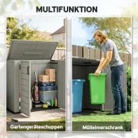 Outsunny Gartenschrank 940L Kunststoff Mülltonnenbox 142x67x119cm Geräteschuppen mit abschließbar Doppeltür Klappdeckel(m-4)