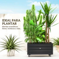 Outsunny Jardinera de Madera de Exterior con Tela no Tejida para Flores Plantas 89x48x47 cm Negro(m-4)