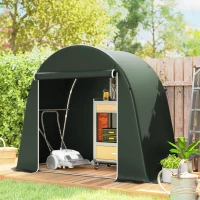 Outsunny 8 x 4 ft Garden Storage Tent, Waterproof Bike Tent with Roll-up Zipper Door and Galvanised Metal Frame, Green(m-2)
