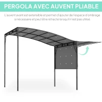 Outsunny Pergola tonnelle de jardin avec auvent réglable acier polyester haute densité 3 x 2,5 m gris foncé(m-4)