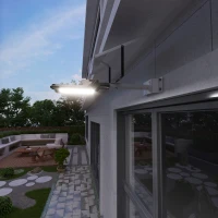 Outsunny Luz Solar Exterior con 54 LED IP65 Impermeable con Iluminación Blanca Fría y Mando a Distancia 68x37x16 cm Plata(m-10)