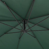 Outsunny 3 m Overhanging Cantilever Parasol, with Cross Base - Dark Green(m-11)