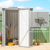 Outsunny 5ft x 3ft Garden Storage Shed, Outdoor Metal Shed with Sloped Roof, Aluminium Grey(m-5)