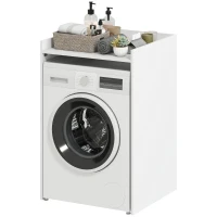 HOMCOM Badkamerkast Niskast met open plank, badkamerkast voor kleine ruimtes, 64 x 60 x 97,5 cm, Wit(m-12)