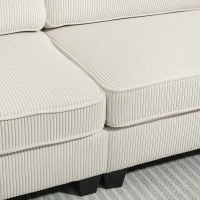 HOMCOM 3-zitsbank met cordstof, woonkamerbank met veerkern, tot 400 kg, 227 x 84 x 87 cm, crèmewit(m-9)