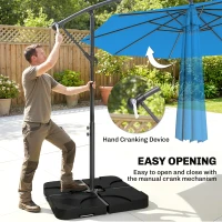 Outsunny 3m Overhanging Parasol, with Base, Weights and Cover - Blue(m-4)