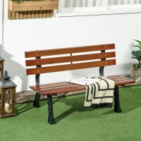 Outsunny Bancă de Grădină cu 2 Locuri din Fontă și Lemn de Brad, 120x57x70 cm, Culoare Cafea(m-8)