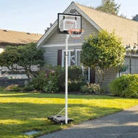 SPORTNOW Canasta de Baloncesto con Ruedas Altura Ajustable 245-305 cm y Base Rellenable para Exterior 90x83x360cm Blanco(m-10)