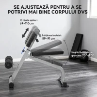 SPORTNOW Bancă Romană Reglabilă și Pliabilă Multifuncțională, Capacitate 150 kg, Argintiu(m-5)
