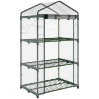 Outsunny Kas met Planken, Winterbestendige Foliekas voor Balkon 69 x 49 x 125 cm Transparant(m-1)