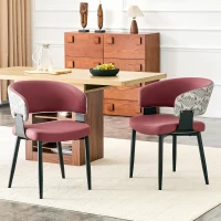 Lot de 2 chaises de salle à manger style mid-century, design tonneau, haute densité ergonomique, 46.5x48x77.3 cm, Rouge(m-4)