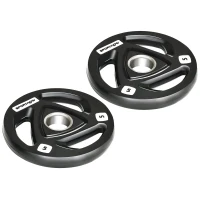 SPORTNOW Two 5kg Olympic Weight Plates, Tri-Grip Rubber-Coated Barbell Weights, with 5cm Holes, for Home, Gym, Office(m-1)