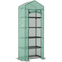 Outsunny Mini-Kas voor Bloemen of Groente, Staal, Kunststof, 69L x 49B x 193H cm, Groen(m-1)