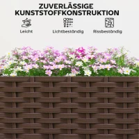 Outsunny kunststof verhoogde bak, zelfbewaterende plantenbak met afvoergaten en stopjes(m-7)