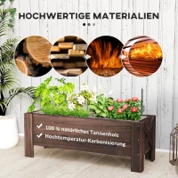 Outsunny verhoogd bed met behandeling van carbonisatie plantenbak plantenfolie met 2 lekgaten dennenhout verkoold 100 x 36,5 x 36 cm(m-5)