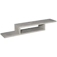 HOMCOM Meuble TV mural flottant suspendu support TV - étagère murale flottante - niche, passe-fils - gris(m-12)