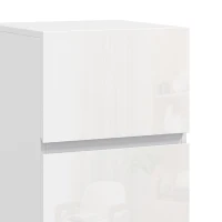 HOMCOM Lot de 2 Tables de Chevet, Tables d'Appoint avec 2 Tiroirs, Façades à Haute Brillance, Plateau Large, 40x40x58cm, Blanc(m-9)