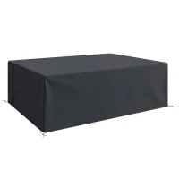 Outsunny 600D Oxford Outdoor Garden Furniture Sofa Set Cover, Waterproof Anti-UV Rattan Sun Lounger Protection Protector Cover, 275L x 205W x 90Hcm, Black(m-1)