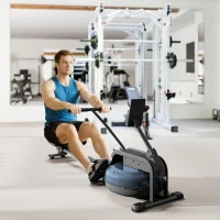 SPORTNOW Rameur à eau rameur musculation d'appartement 6 niveaux de résistance, rangement vertical, roulettes, 180x52x76cm noir(m-10)