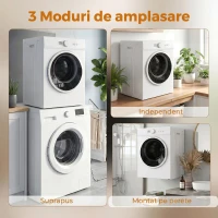 HOMCOM Mini Uscător de Rufe Portabil 3 kg, 1020W, Încălzire PTC, Timer, Alb(m-7)