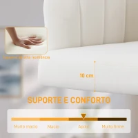 HOMCOM Cadeira de Escritório com Rodas Assento Acolchoado de Veludo Largura Ajustável Espuma de Alta Resiliência 61x60x83,5-92,5 cm Creme(m-5)