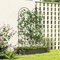 Outsunny Set of 2 Garden Trellis, Metal Fence Panels for Climbing Outdoor Plants, Flowers, 180 x 50cm(m-2)