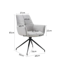 Fauteuil pivotant 360° rembourré, piètement métal laqué stable, patins antidérapants, 48x50x85 cm, Noir+Gris clair(m-3)