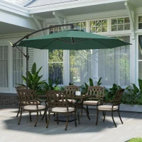 Outsunny 3 m Overhanging Cantilever Parasol, with Cross Base - Dark Green(m-8)