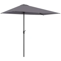 Outsunny Demi-parasol Ø 230 cm Parasol de balcon terrasse avec manivelle Protection solaire UV Polyester, gris(m-1)