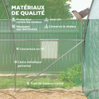 Outsunny Serre de jardin tunnel 9 m² 4 fenêtres, porte zippée enroulable châssis acier galvanisé, bâche PE 3 x 3 x 2 m vert(m-4)