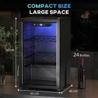 HOMCOM 24 Bottle Wine Cooler, 68 Litre Capacity, 4-16°C Freestanding Drinks Wine Fridge with Glass Door, Black(m-4)