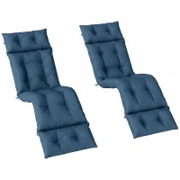 Outsunny Set of Two 190 x 56cm Sun Lounger Cushions - Navy Blue(m-15)