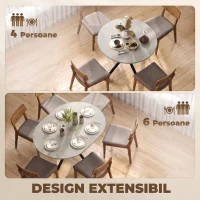 HOMCOM Masă de Sufragerie Extensibilă pentru 4-6 Persoane cu Picior în Formă de X, Gri Ciment(m-4)