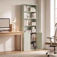 HOMCOM Bookcase Adjustable Shelf Bookshelf Anti-Tip Hardware 6-Tier, Light Green(m-13)