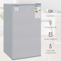 HOMCOM 91 Litre Freestanding Under Counter Fridge Freezer with Chiller Box, Reversible Door, Adjustable Thermostat, 47.5cm Wide, Noise Level: Decibels 40, Grey(m-8)