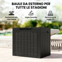 Outsunny Baule da Giardino con Maniglie, Contenitore Porta Attrezzi Impermeabile, 56x41x50 cm, Nero(m-7)